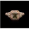 Image 1 : 1.85ctw Fancy Dark Greenish Yellow Diamond Ring - 14KT Rose Gold