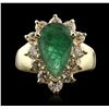 Image 1 : 14KT Yellow Gold 2.48ct Emerald and Diamond Ring