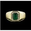 Image 1 : 1.56ct Emerald and Diamond Ring - 14KT Yellow Gold