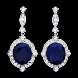 14k Gold 21ct Sapphire 1.90ct Diamond Earrings