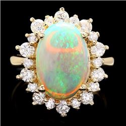 14k Yellow Gold 3.00ct Opal 1.30ct Diamond Ring
