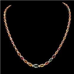 14K Gold 27.10ct Multi-Color Sapphire & 1.21ct Diamond Necklace