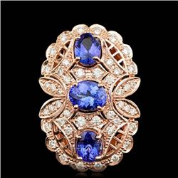 14k Rose 5.50ct Tanzanite 1.60ct Diamond Ring