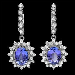 14k Gold 5ct Tanzanite 1.60ct Diamond Earrings