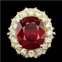 14k Yellow Gold 11.50ct Ruby 1.65ct Diamond Ring
