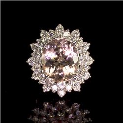 14K Gold 5.14ct Morganite 1.17ct Diamond Ring