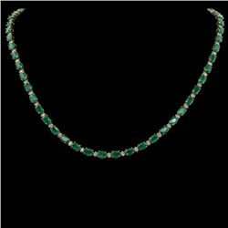 14K Gold 21.88ct Emerald 0.95ct Diamond Necklace