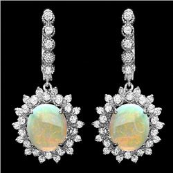 14k Gold 4.50ct Opal 1.90ct Diamond Earrings