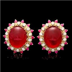 14k Gold 22.7ct Ruby 0.80ct Diamond Earrings