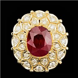 14k Yellow Gold 9.00ct Ruby 1.65ct Diamond Ring