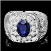 Image 1 : 14k Gold 2ct Sapphire .90ct Diamond Mens Ring