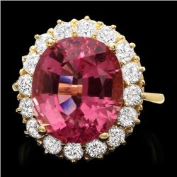 14k Gold 10.50ct Tourmaline 1.50ct Diamond Ring