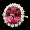 Image 1 : 14k Gold 10.50ct Tourmaline 1.50ct Diamond Ring