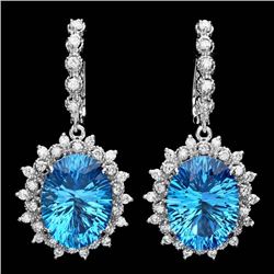 14k Gold 21.50ct Topaz 1.50ct Diamond Earrings
