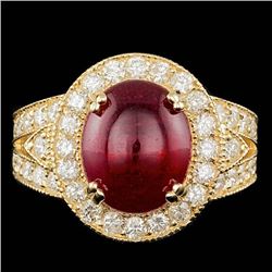 14k Yellow Gold 8.00ct Ruby 1.60ct Diamond Ring