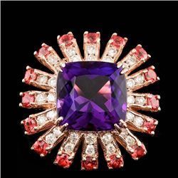 14k Rose Gold 7.50ct Amethyst 1.00ct Diamond Ring