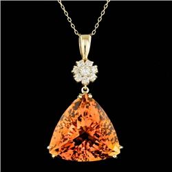 14k Gold 30.50ct Citrine 0.60ct Diamond Pendant