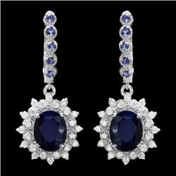 14k Gold 6.4ct Sapphire 1.00ct Diamond Earrings