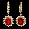 Image 1 : 14k Gold 10.00ct Ruby 1.60ct Diamond Earrings