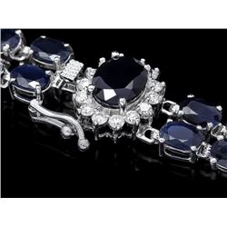 14k Gold 30ct Sapphire 0.60ct Diamond Bracelet