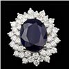 Image 1 : 14k Gold 9.50ct Sapphire 2.80ct Diamond Ring