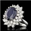 Image 2 : 14k Gold 9.50ct Sapphire 2.80ct Diamond Ring