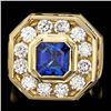 Image 1 : 18k Gold 7.5ct Sapphire 3.20ct Diamond Mens Ring