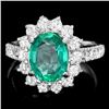 Image 1 : 14k White Gold 2.50ct Emerald 1.20ct Diamond Ring