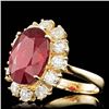 Image 2 : 14k Yellow Gold 12.00ct Ruby 2.40ct Diamond Ring