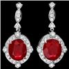 Image 1 : 14k Gold 21.70ct Ruby 1.75ct Diamond Earrings