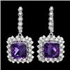 Image 1 : 14k Gold 13.00ct Amethyst 2.50ct Diamond Earrings