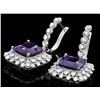 Image 2 : 14k Gold 13.00ct Amethyst 2.50ct Diamond Earrings