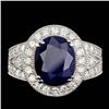 Image 1 : 14k Gold 6.50ct Sapphire 1.60ct Diamond Ring