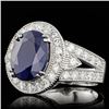 Image 2 : 14k Gold 6.50ct Sapphire 1.60ct Diamond Ring