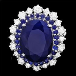 14k Gold 8.15ct Sapphire 0.90ct Diamond Ring