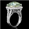 Image 2 : 14K Gold 11.49ct Praseolite Quartz 1.50ct Diamond Ring
