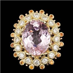 14k Gold 16.50ct Kunzite 1.80ct Diamond Ring