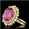 Image 2 : 14k Yellow Gold 7.00ct Ruby 1.50ct Diamond Ring