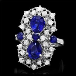 14k White Gold 3.5ct Sapphire 1.00ct Diamond Ring