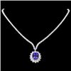Image 2 : 18k Gold 10ct Tanzanite 7.6ct Diamond Necklace