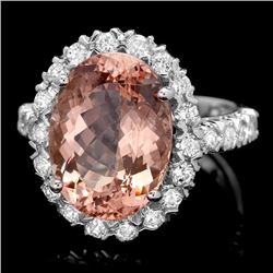 14k Gold 7.25ct Morganite 1.20ct Diamond Ring