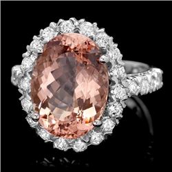 14k Gold 7.25ct Morganite 1.20ct Diamond Ring