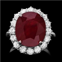 14k White Gold 12.00ct Ruby 1.60ct Diamond Ring