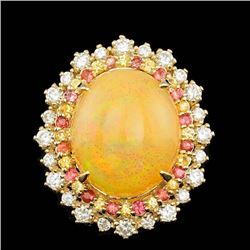 14k Yellow Gold 10.00ct Opal 1.00ct Diamond Ring