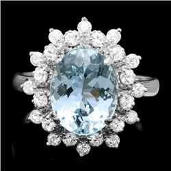 14k Gold 3.00ct Aquamarine 0.75ct Diamond Ring