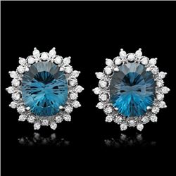 14k Gold 17.00ct Topaz 1.50ct Diamond Earrings