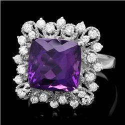 14k Gold 4.70ct Amethyst 0.65ct Diamond Ring