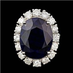 14k Gold 10.00ct Sapphire 1.90ct Diamond Ring