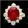 Image 1 : 14k Yellow Gold 7.24ct Ruby 1.56ct Diamond Ring