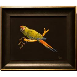 Indian Miniature Contemporary Bird Painting with Gemstones (Handmade)